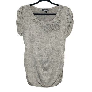 AB Studio Women’s Heathered Ruched Elastic Top Size Large